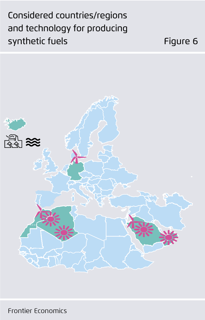 Preview for Considered countries/regions and technology for producing synthetic fuels