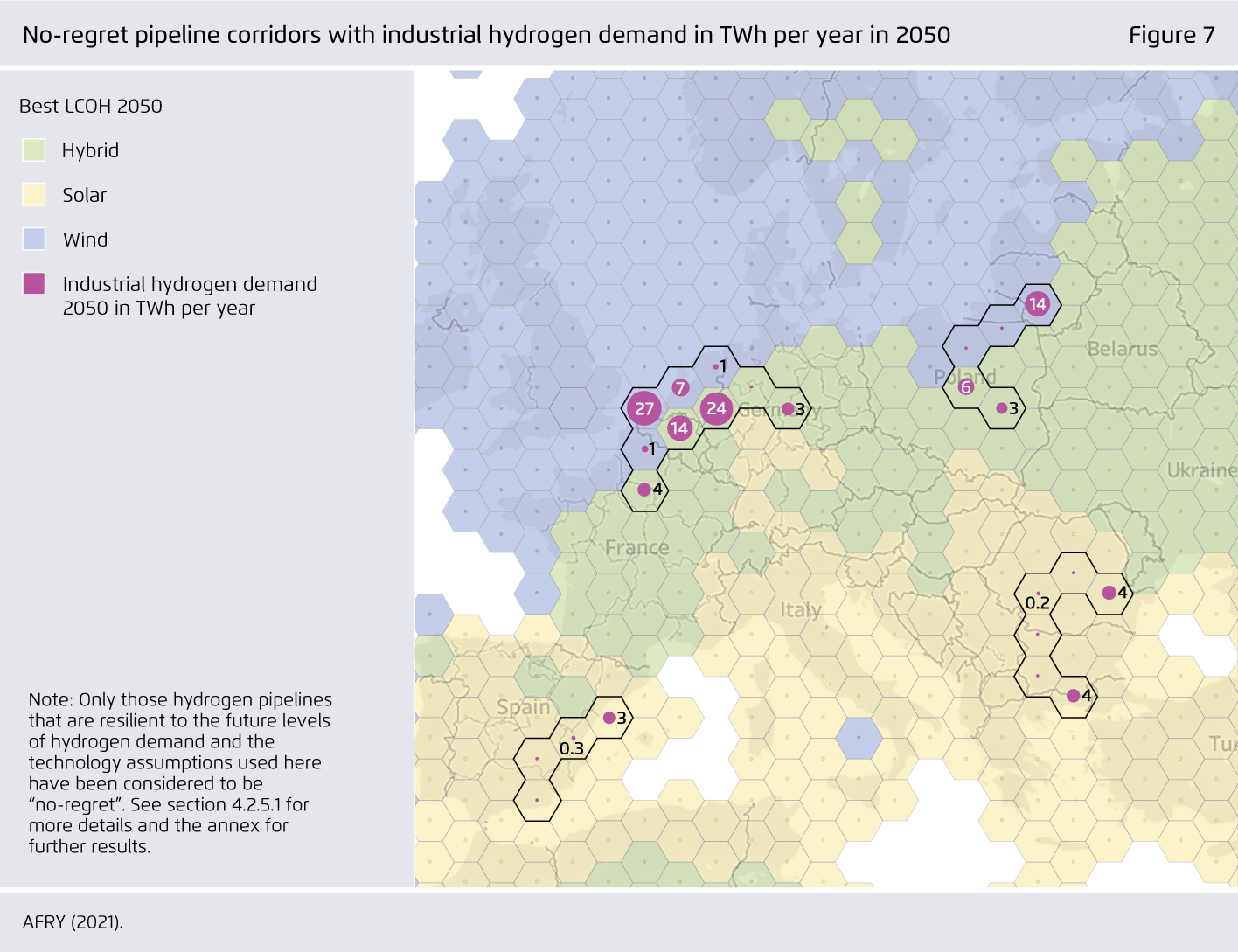 Preview for No-regret pipeline corridors with industrial hydrogen demand in TWh per year in 2050
