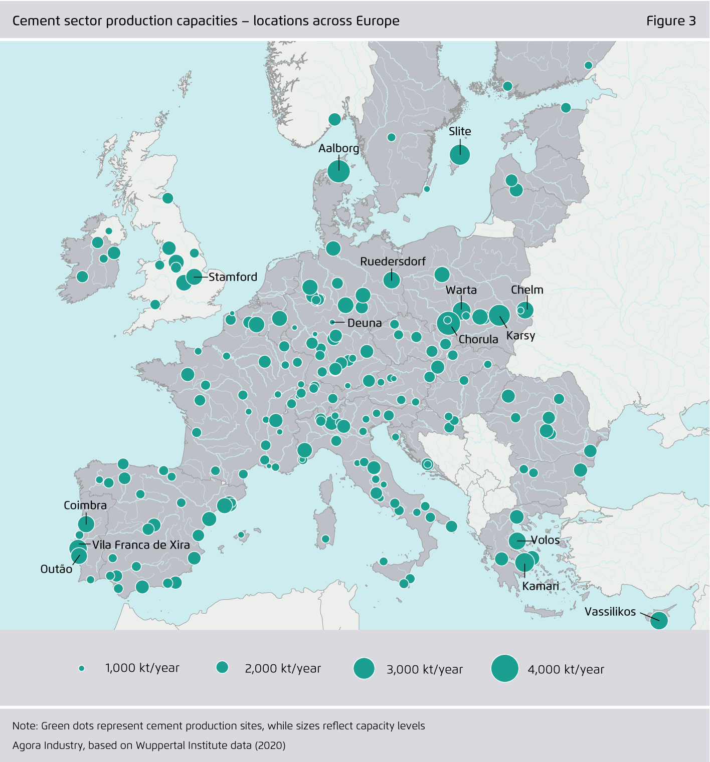 Preview for Cement sector production capacities – locations across Europe